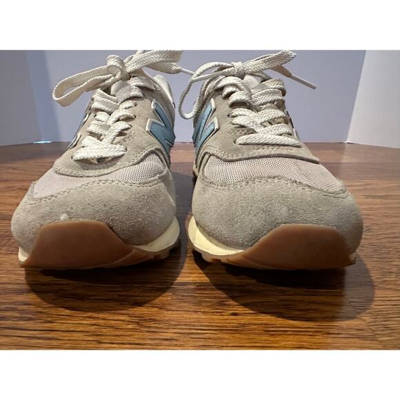 New Balance Women's 574 Suede Fashion Sneakers – Gray/Blue – Size 7.5 - Picture 4 of 9